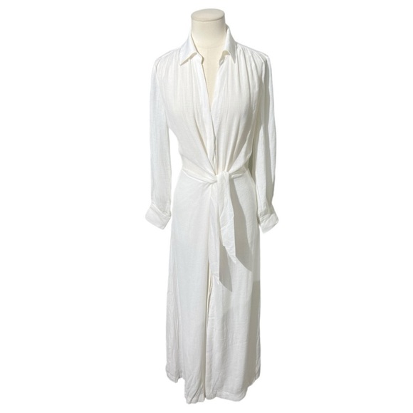 BROCHU WALKER The Madsen Maxi Dress White Tie Front Size Medium - Picture 3 of 7